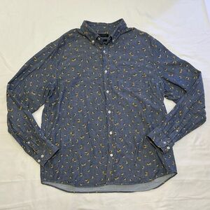 Banana Republic Slim Fit Blue Floral Button-Up Shirt - XL Untucked Style